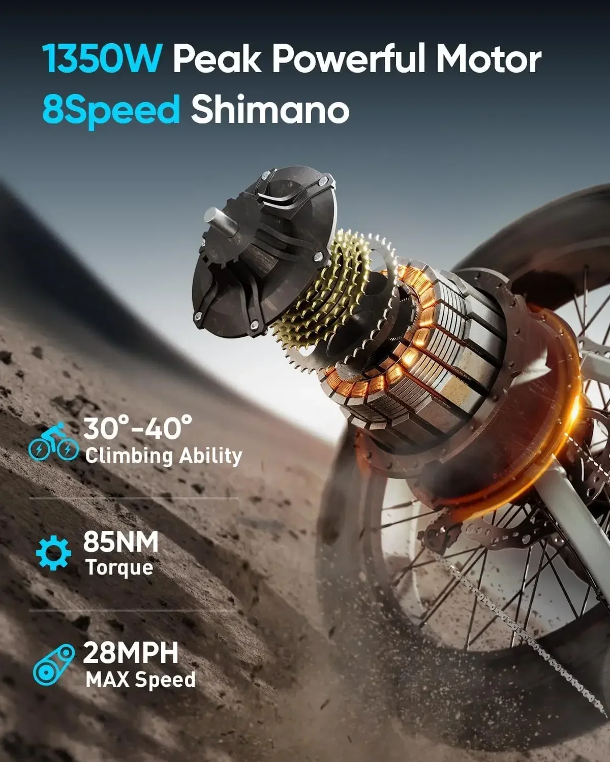 دراجة كهربائية للبالغين 1350 وات، دراجة جبلية كهربائية ببطارية 48 فولت 20 أمبير في الساعة، دراجة جبلية كهربائية بإطارات سميكة مقاس 26 بوصة، نطاق 80 ميلًا