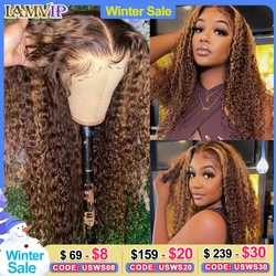 30 Inch Highlight Color 13x6 Hd Lace Frontal Wig Water Curly Human Hair Wigs 13x4 HD Transparent Deep Wave Lace Frontal Wig New