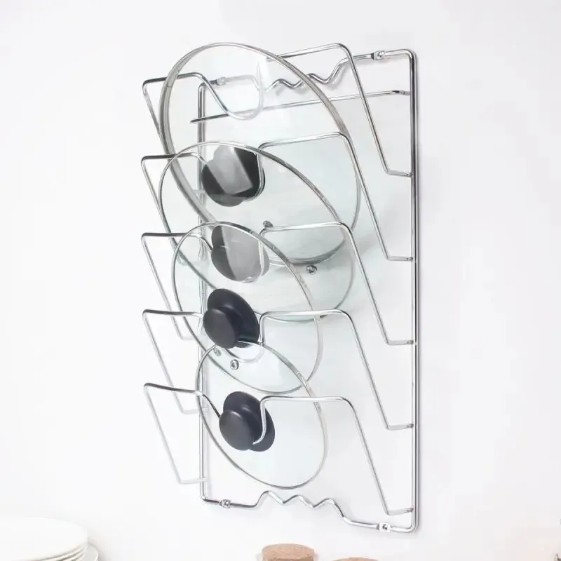 Kitchen Organizer Rack Wall Hanging Pot Cover Rack Five-Layer Pot Lid  Metal Rust-Free Multifunctional Rack Pot Lid Storage Rack