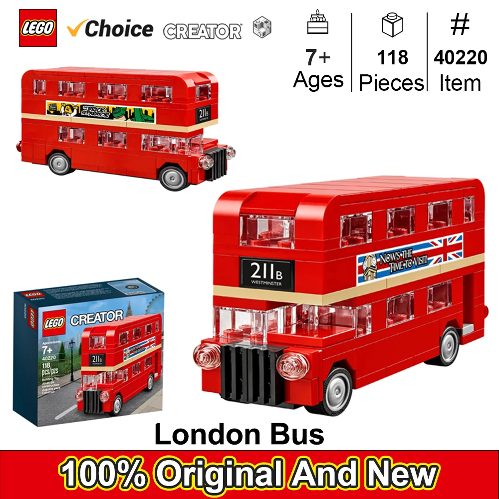 LEGO 40220 Creator Double Decker London BusBuilding Blocks Bricks Toy for Kids Children\'s Day Birthday Gift (118 Pieces)