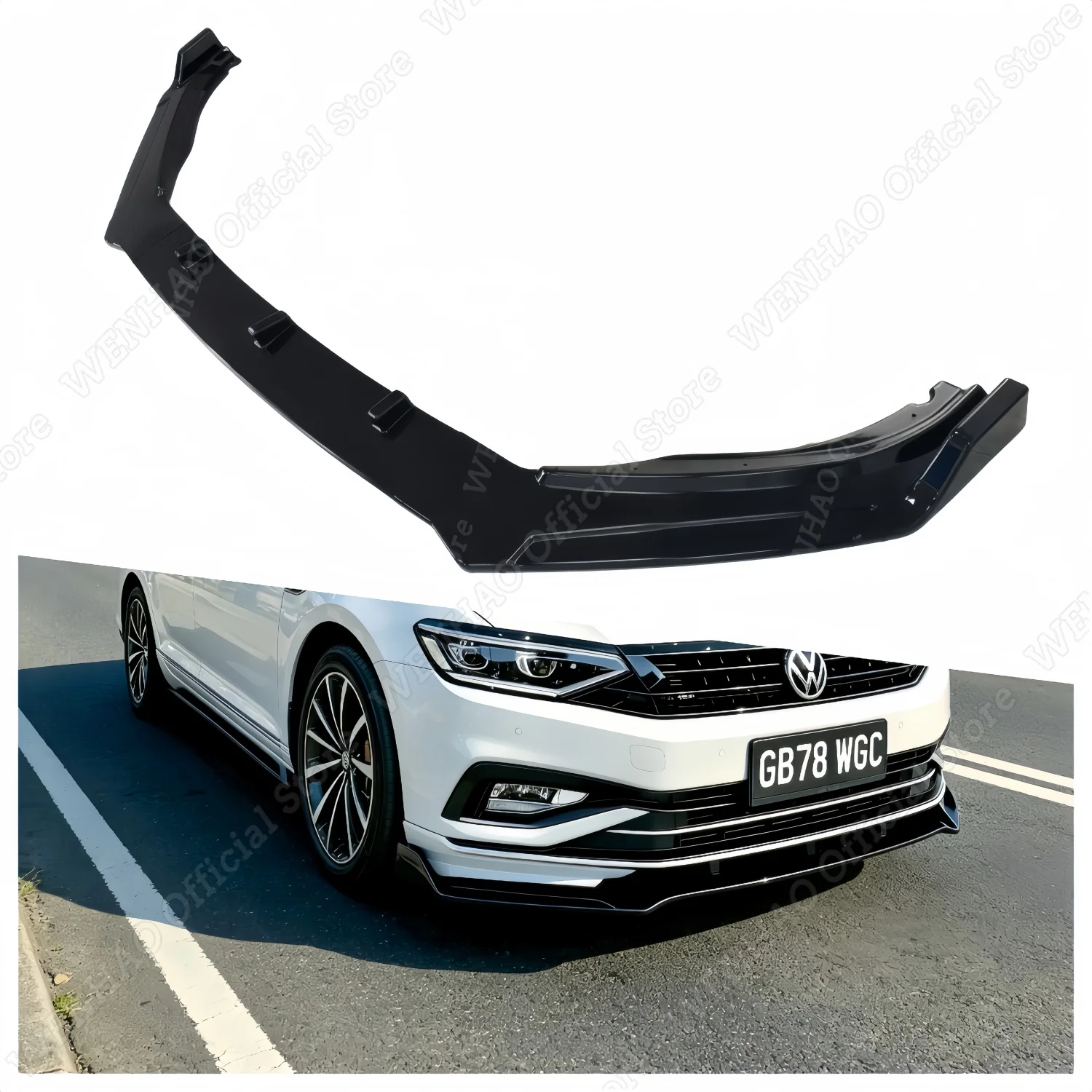 3Pcs ABS Gloss Black Car Front Bumper Lip Splitter For VW Passat B8 Sedan Variant Alltrack Facelift 2019-2023 Bodykit Tuning