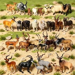 Solid Realistic Wildlife Figurine Set Kudu Antelope Waterbuck Merino Sheep Goat Elk Oryx, Micro Landscape Craft Decoration