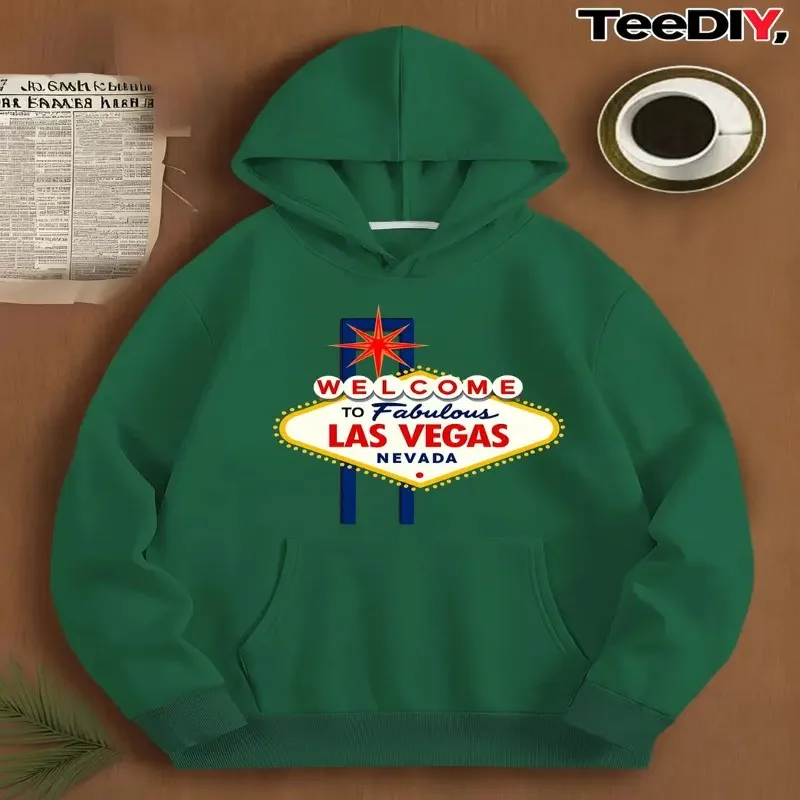 

Зима-Осень, толстовка большого размера, женская одежда больших размеров, женский добро пожаловать, сказочный топ с рисунком в Лас-Вегасе, Невада, ткань из чистого хлопка