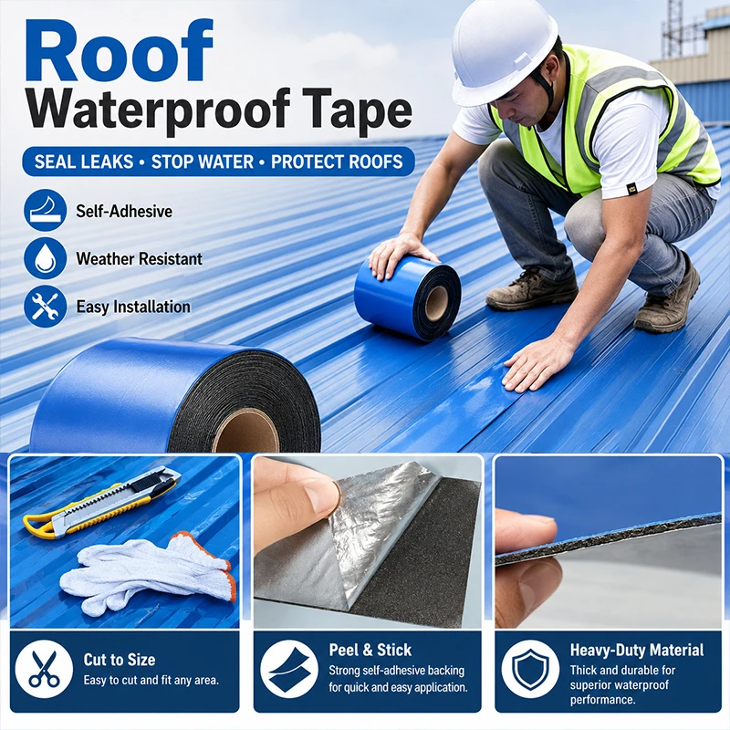 5m Butyl Patching Roof Waterproof Tape For Roof Tile Crack Self-adhesive Aluminum Foil Waterproofing Waterproof Sealing Band