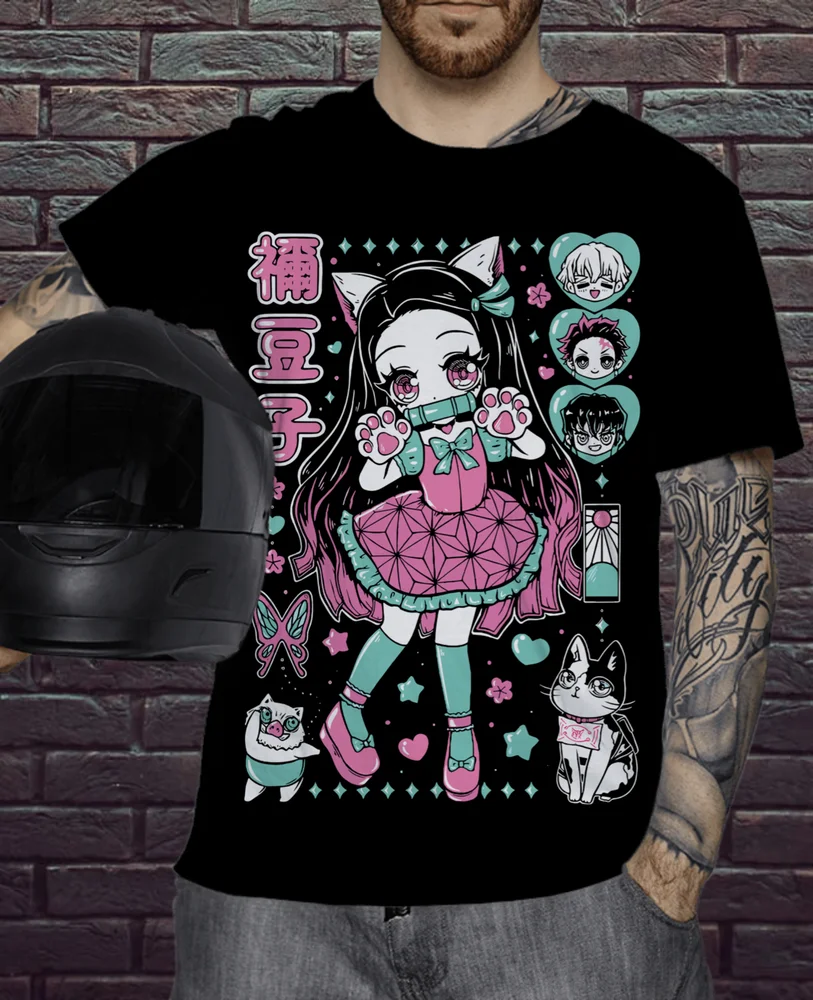 Nezuko T-shirt Demon Slayer Kokushibo Kimetsu No Yaiba Tanjiro Shirt All Size