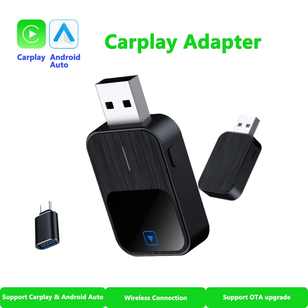 Wireless Android Auto & CarPlay 2 in 1 Dongle Bluetooth-Compatible 5.2 WiFi Plug and Play for OEM Wired Carplay Android Auto Car