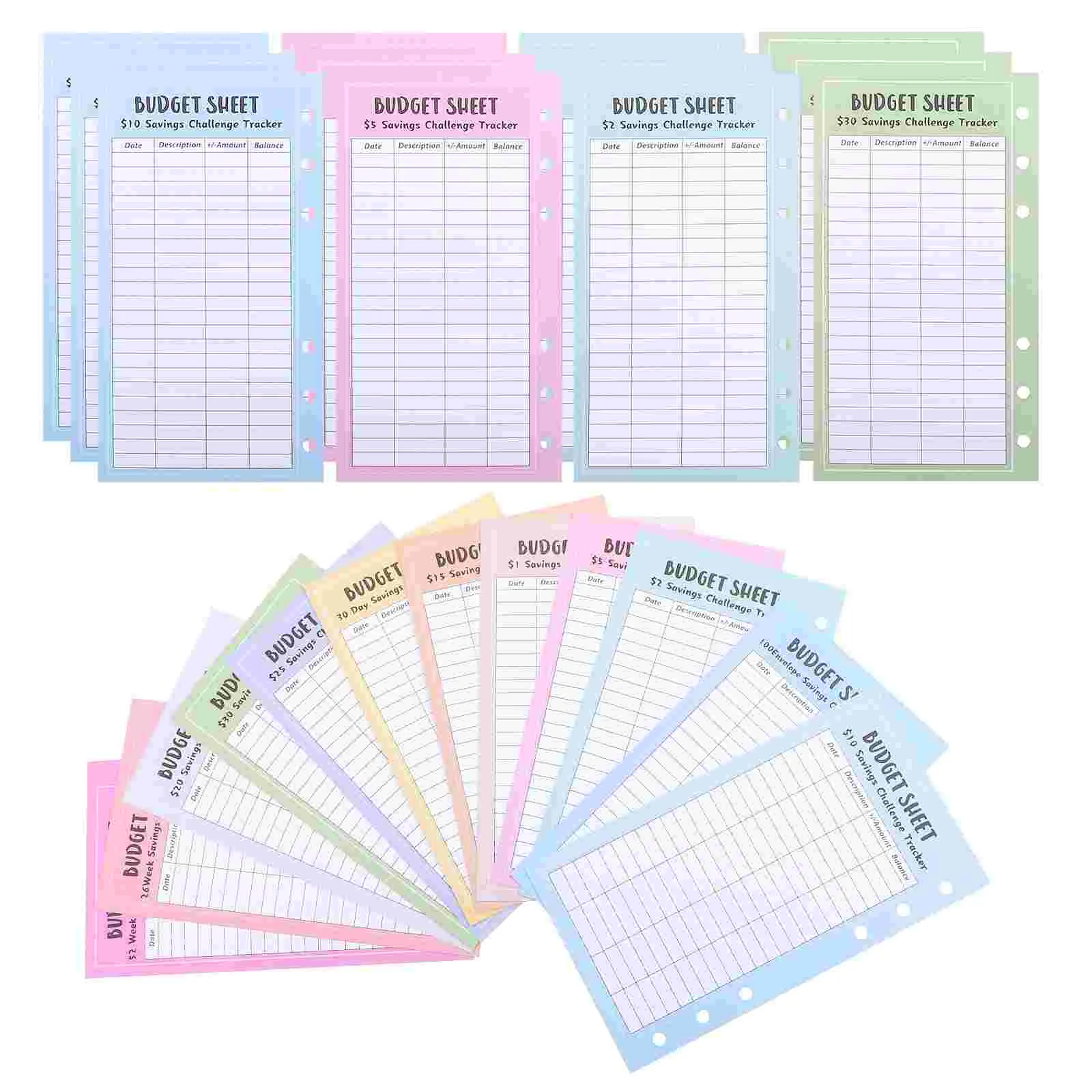 

48 Sheets Savings Table Record Form Money Deposit Card Dowling Paper Challenge Cash Refills