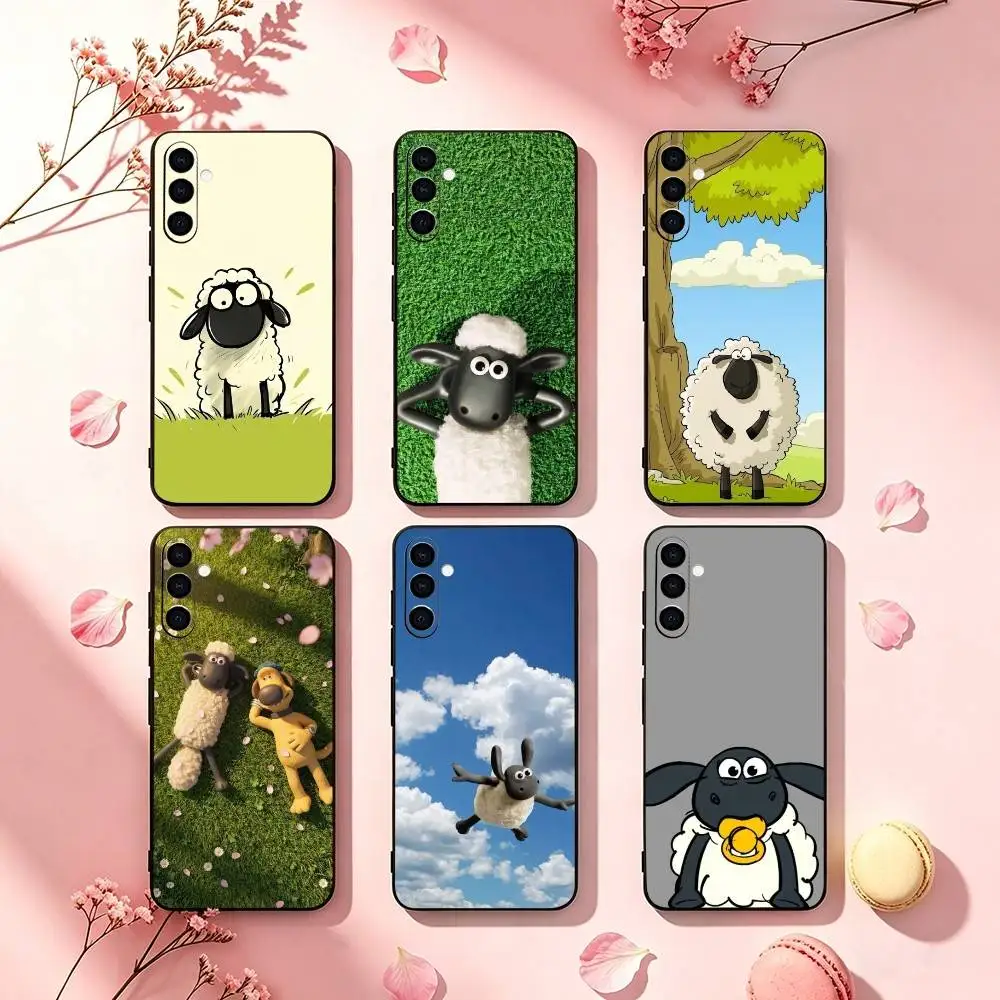 Shaun The S-Sheep Cute   Phone Case Black Silicone Soft For Samsung Galaxy A73,A72,A71,A70,A53,A52,A51