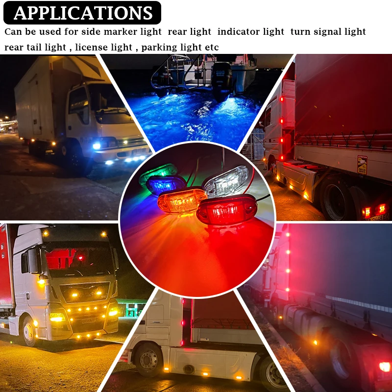 Luz LED Diodo para Trailer e Camion, Lâmpada Marcadora Lateral, Luzes de Advertência, Acessórios para Caminhão, 24V, 12V, 24V