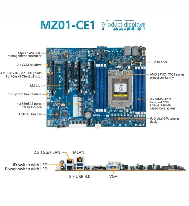 MZ32-AR0 H11SSL-I Motherboard, PCI-E4.0 7H12/7542 EPRC7002/7003