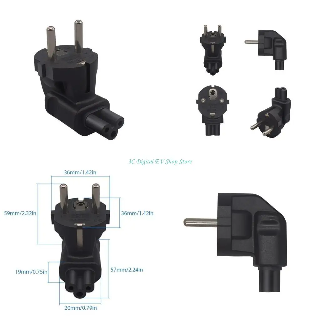 E74D 90 Degree EU4.8 Europe 2 Prong to C5 Plug Power Adapter for Standard Computer Power Adapter (EU4.8mm Europe to C5)
