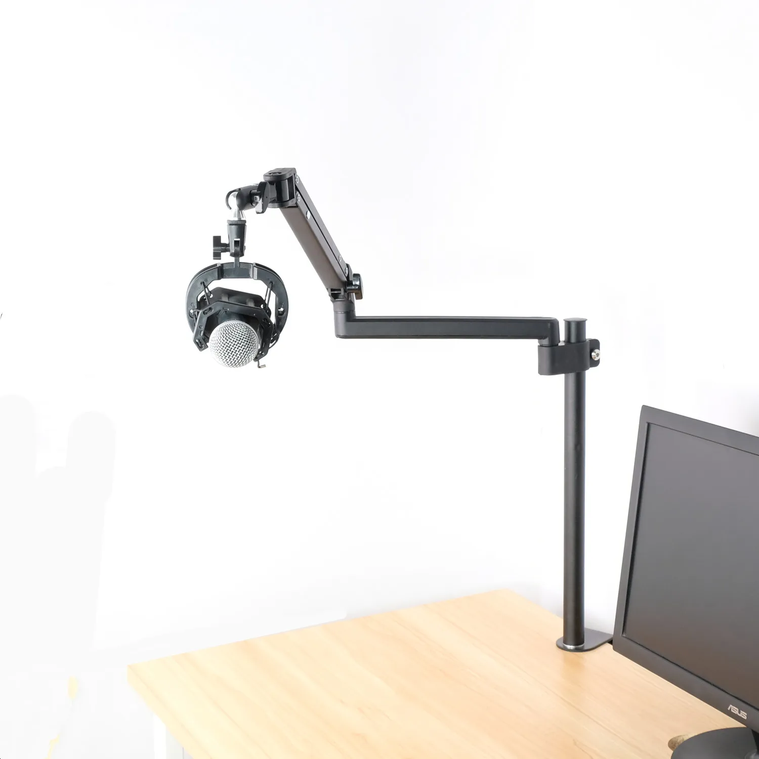 Metal 2 In 1 Speaker Hanger Mic Stand Heavy Duty Shockproof Desktop Mount For Studio Live Streaming