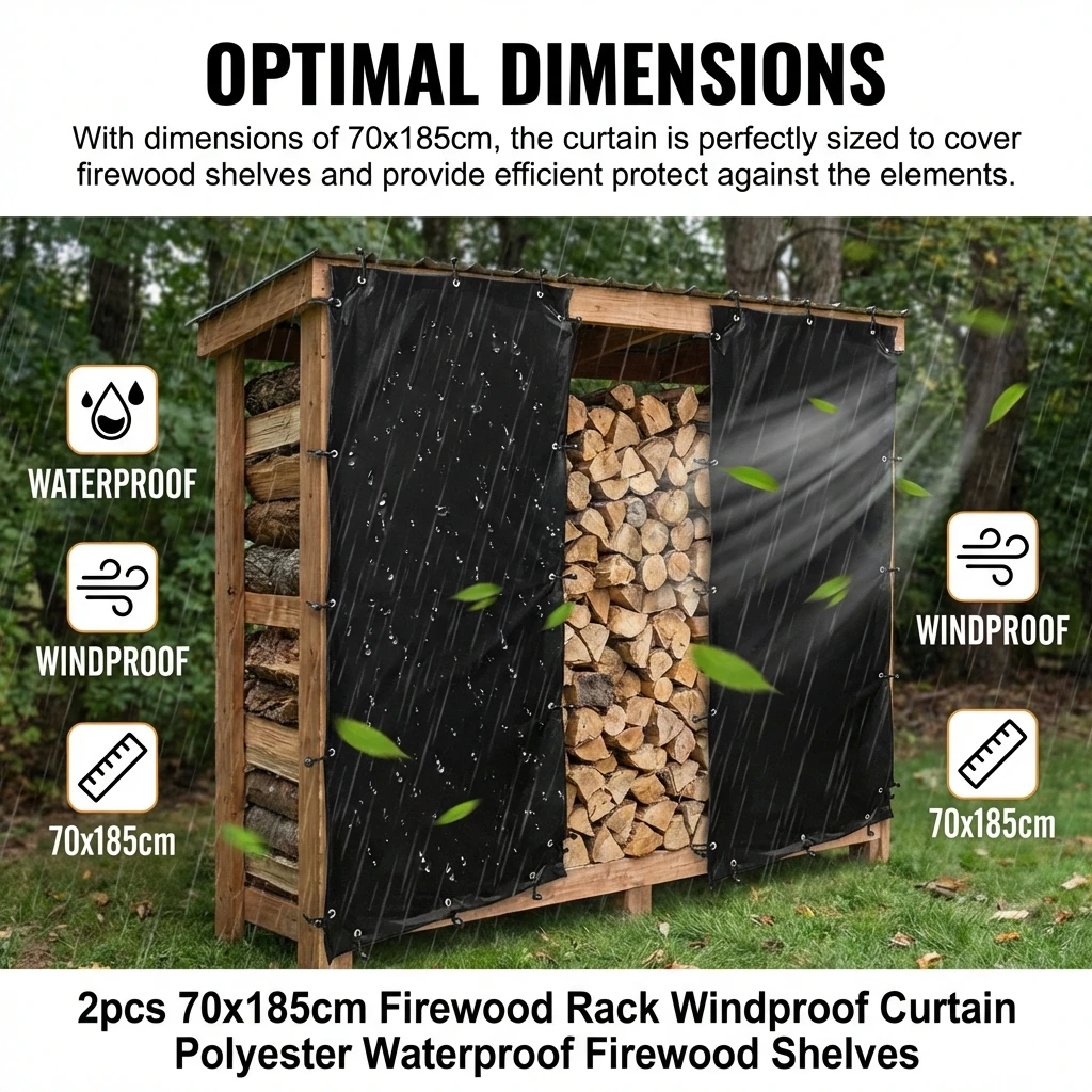 

2 шт. 70x185 см ветрозащитные водонепроницаемые полиэстеровые шторы для дровниц