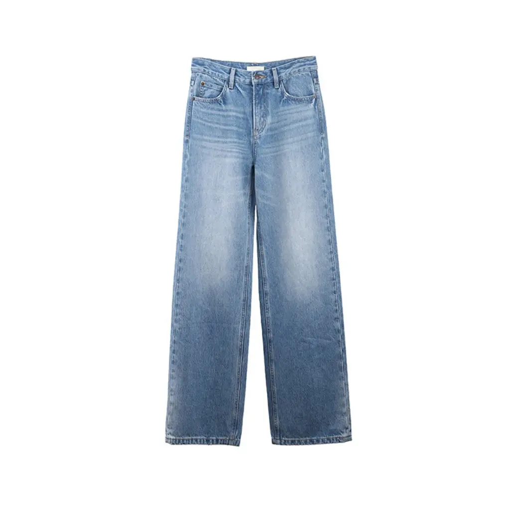 

Женские прямые джинсы в стиле ретро, повседневные, в корейском стиле, простые, универсальные, осенние, новые N13