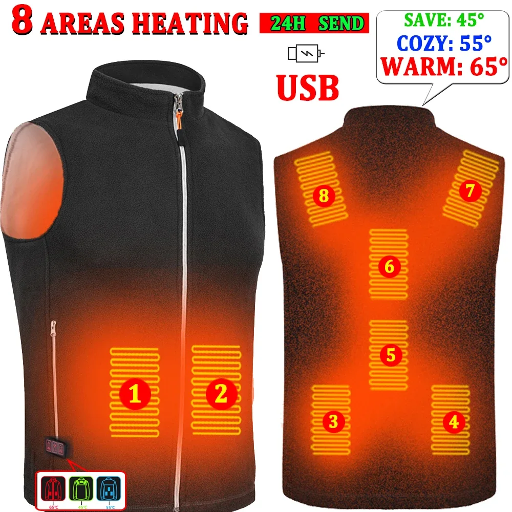 Vests Man heated Men Jacket Winter Sleeveless Jacket Warm Infrared USB Heated vest Electric Thermal Hiking Vest Outdoor camping