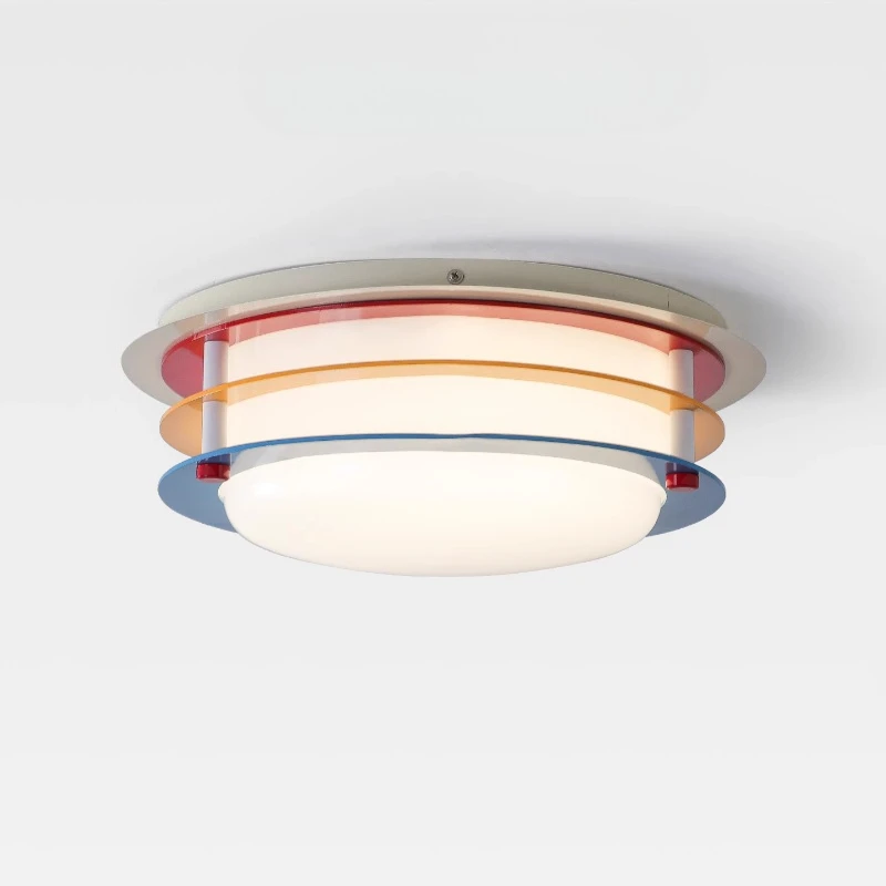 

Memphis Rotundity Three Layers Wrought Iron Ceiling Light White Glass Lampshade Living Room Bedroom Restaurant LED Hanging Lamps