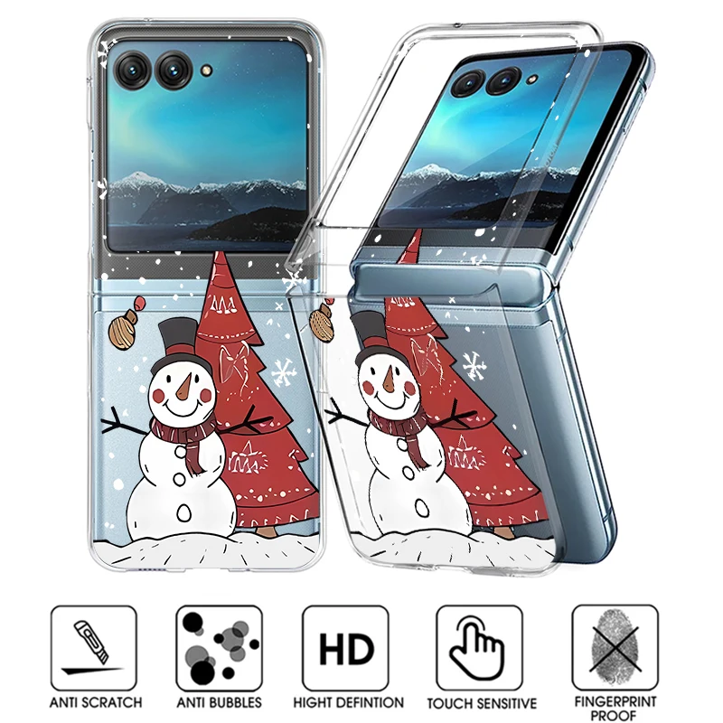 

Прозрачный чехол для телефона с мультяшным рождественским узором для Motorola Razr 60 50 40 Ultra Razr60 Razr50 Razr40, противоударный складной жесткий чехол