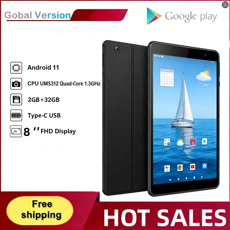 Tablet PC Android 11 de 8 Pulgadas, 2GB de RAM, 32GB de ROM, CPU UMS312 de Cuatro Núcleos a 1.3GHz, Cámara Dual, WIFI, Tipo-C, Batería de 4000mAh