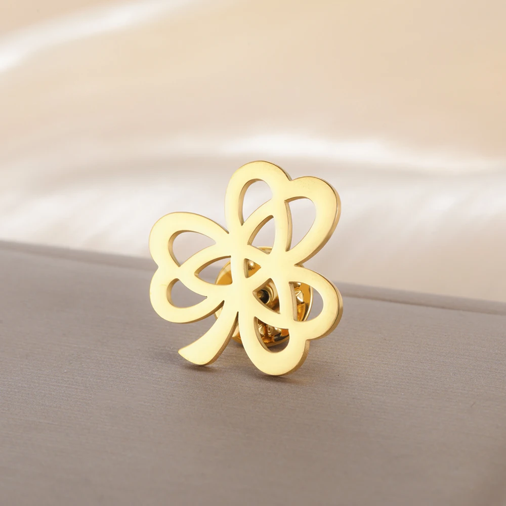 Dawapara Kleeblatt-Brosche mit Kleeblatt, Dreifaltigkeitsknoten, irisches Glückssymbol, St. Patricks Day, Edelstahlschmuck – Detail 26