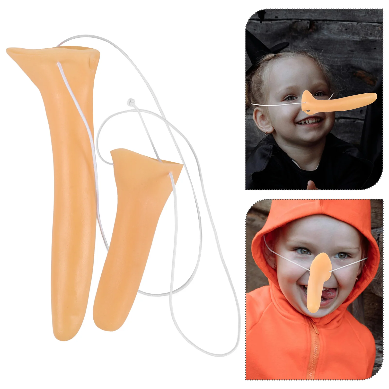 

2Pcs Simulation Nose Prop Natural Vinyl Reusable Long Nose for Halloween Party Cosplay Carnival Dress Up Performance Decor