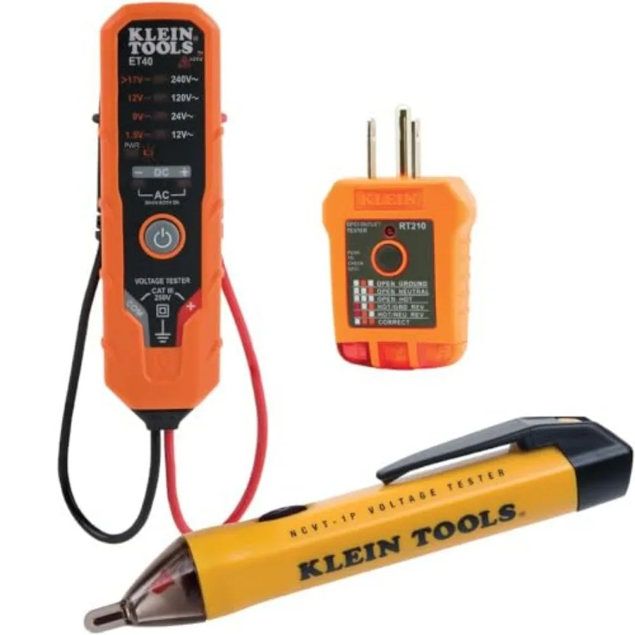

80077 Voltage Test Kit Electronic AC/DC Tester GFCI Outlet Tester and Non-Contact Test Pen 3-Piece