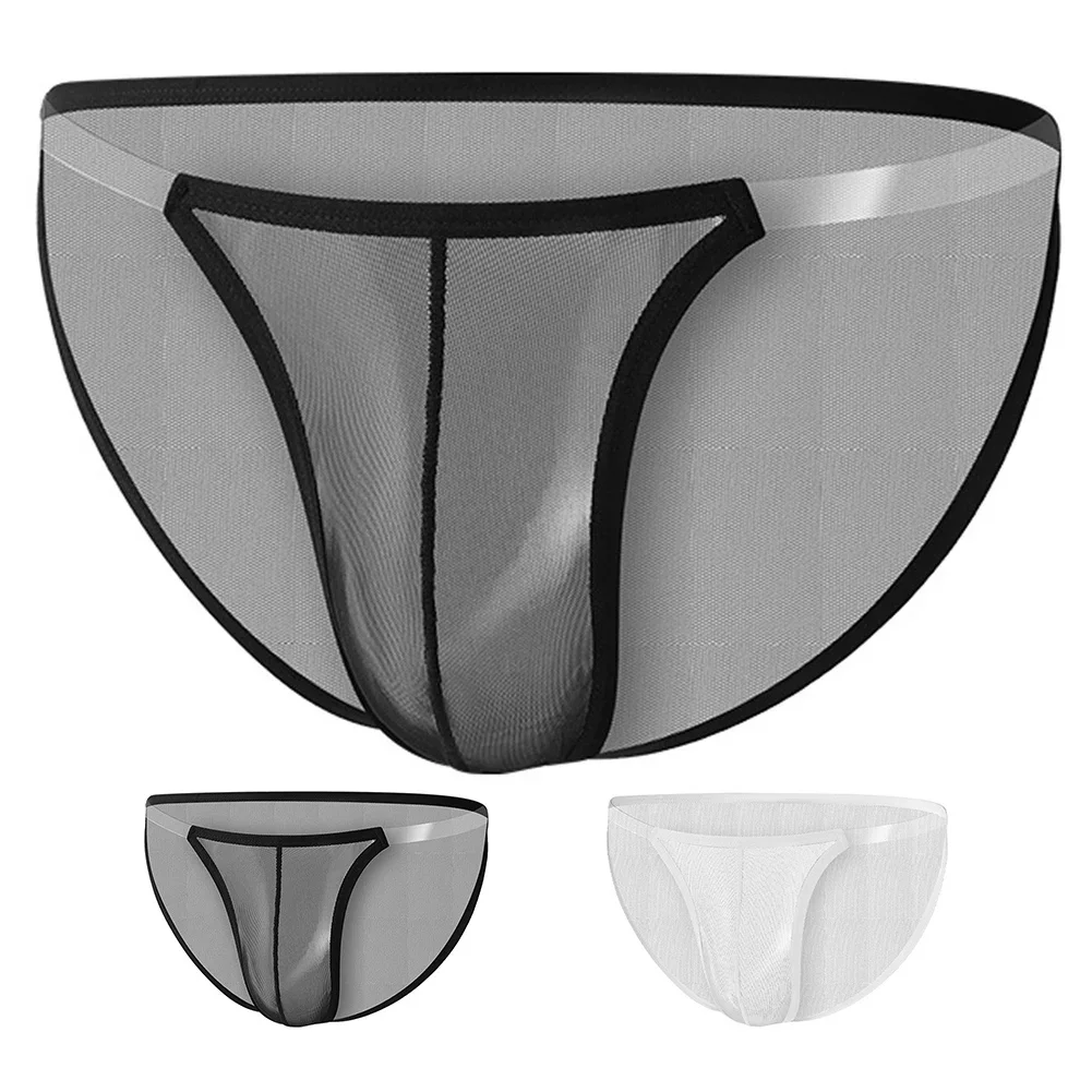 Sexy Men Sissy Mesh Panties Thin Pouch Low Waist Underwear Sexy Gay Man Erotic Briefs Ultra-thin Transparent Erotic Lingerie