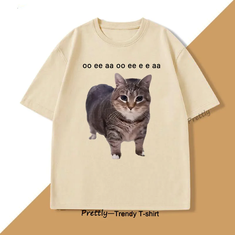 Funny Cat Lover Meme T Shirt Vintage Graphic Tee Print Casual Cotton Comfortable Round Neck Short Sleeved T-shirt Top Clothing
