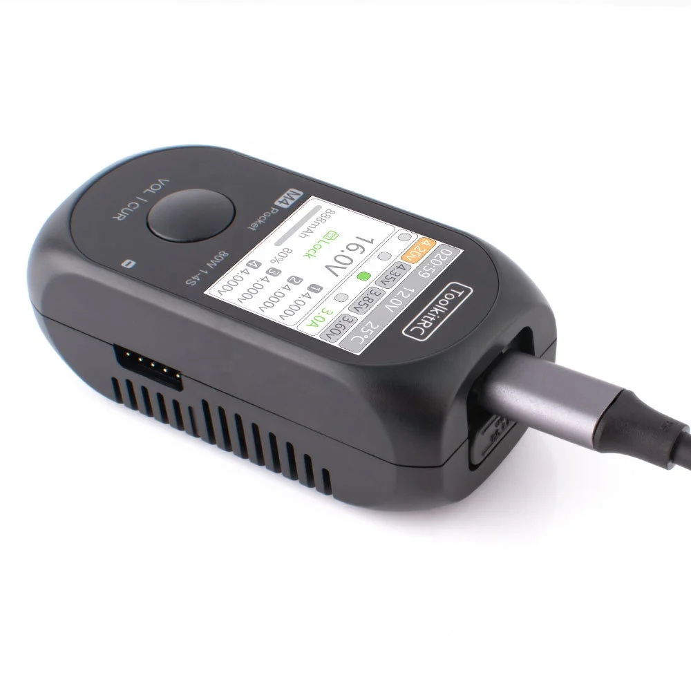 ToolkitRC M4 Pocket Smart 80W 5A Mini Charger DC Built-in USB-C XT60 Output for 1-4S Lipo LiFe Batteries Compact RC Parts Accs