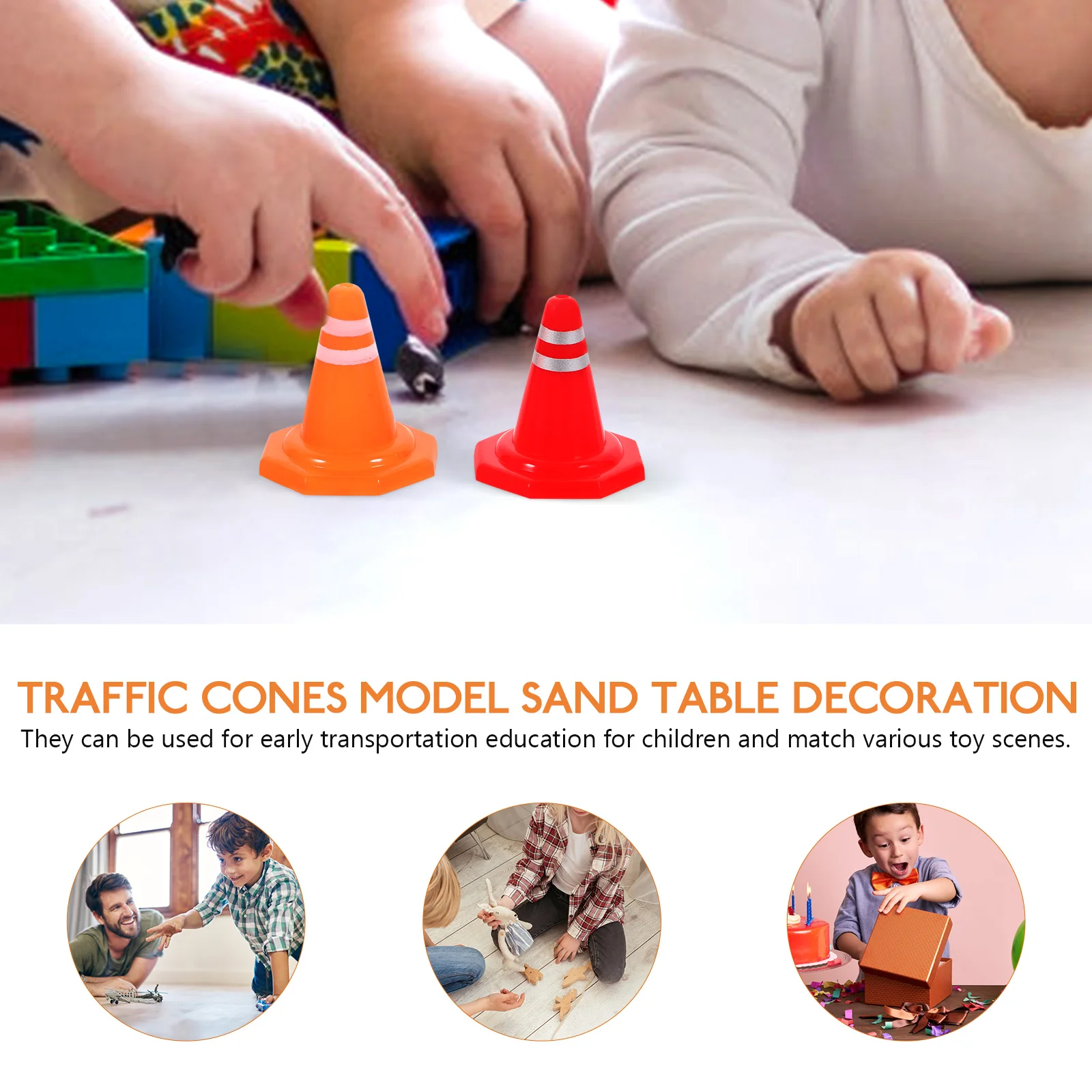 30 Pcs Toy Model Miniature Traffic Barrier Sand Table Accessories Road Cone Models Barricade