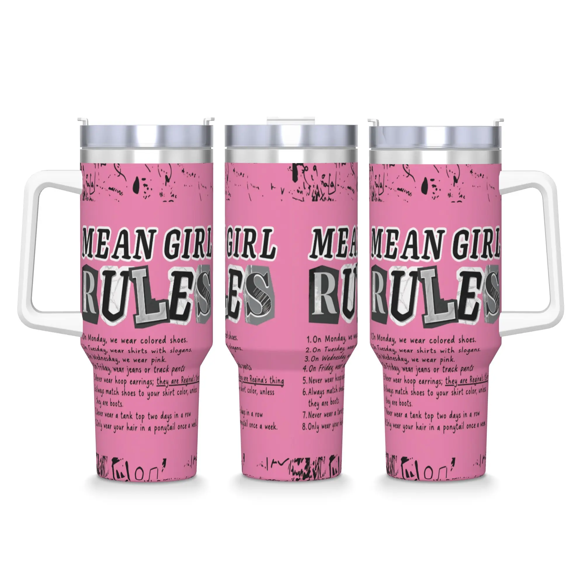 M-Mean Girls B-Burn Book Stainless Steel Tumbler  Travel Thermal Cups With Straws and Lid Large Mugs Cup Hot Drinks Water Bottle