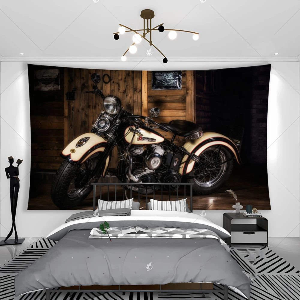 Wild West Motorrad-Wandteppich, Banner im coolen Sport- und Reisestil, Wandbehang, dekorative Flagge für das Zimmer