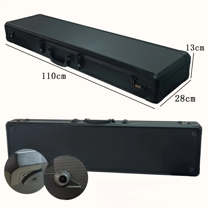 Portable Long Black Storage Box with Aluminum Alloy Password Lock, for Fishing Rod Instrument Billiard Cue Storage