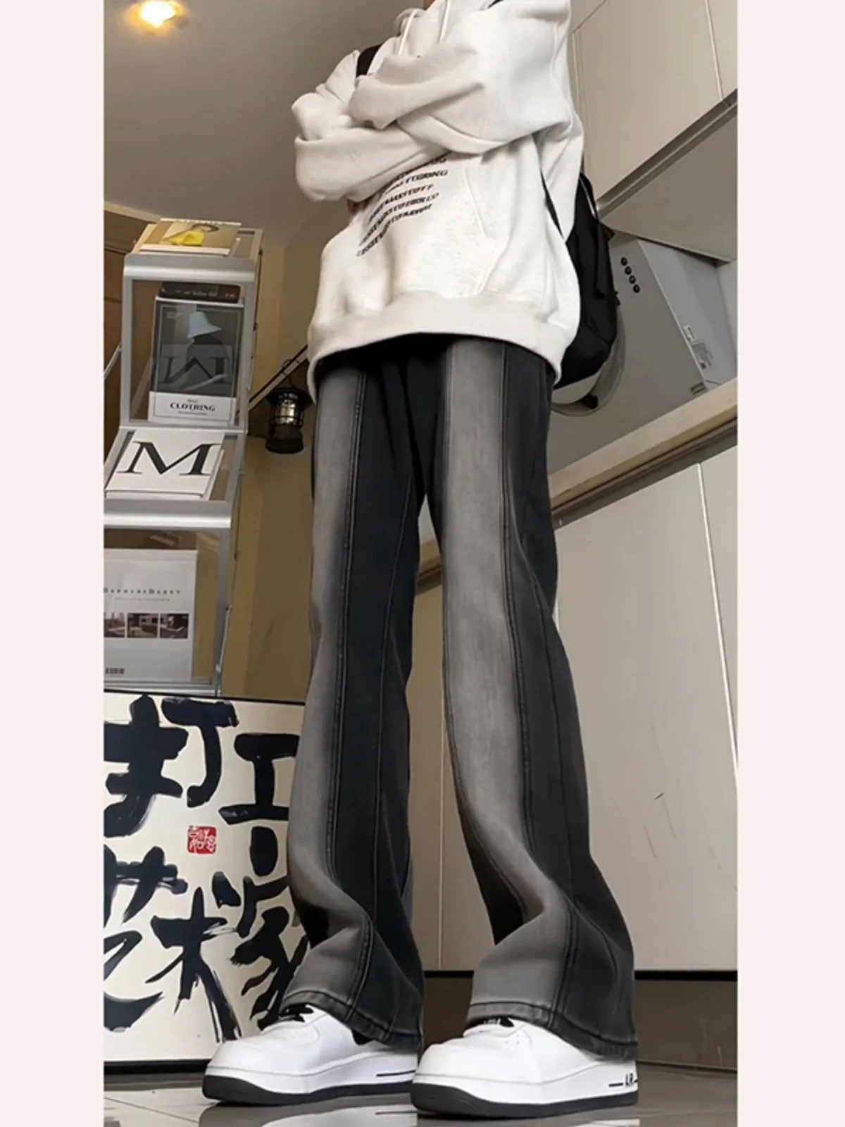 

Длинные джинсы в стиле ретро с американским дизайном, на флисовой подкладке, облегающие, для высоких мужчин, осенне-зимние рабочие брюки, молодежные, трендовые, износостойкие