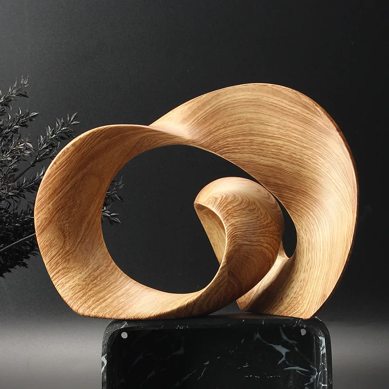 Minimalist new Chinese ornaments, wood grain abstract art, twisted ribbon accessories, model room, entrance TV cabinet crafts