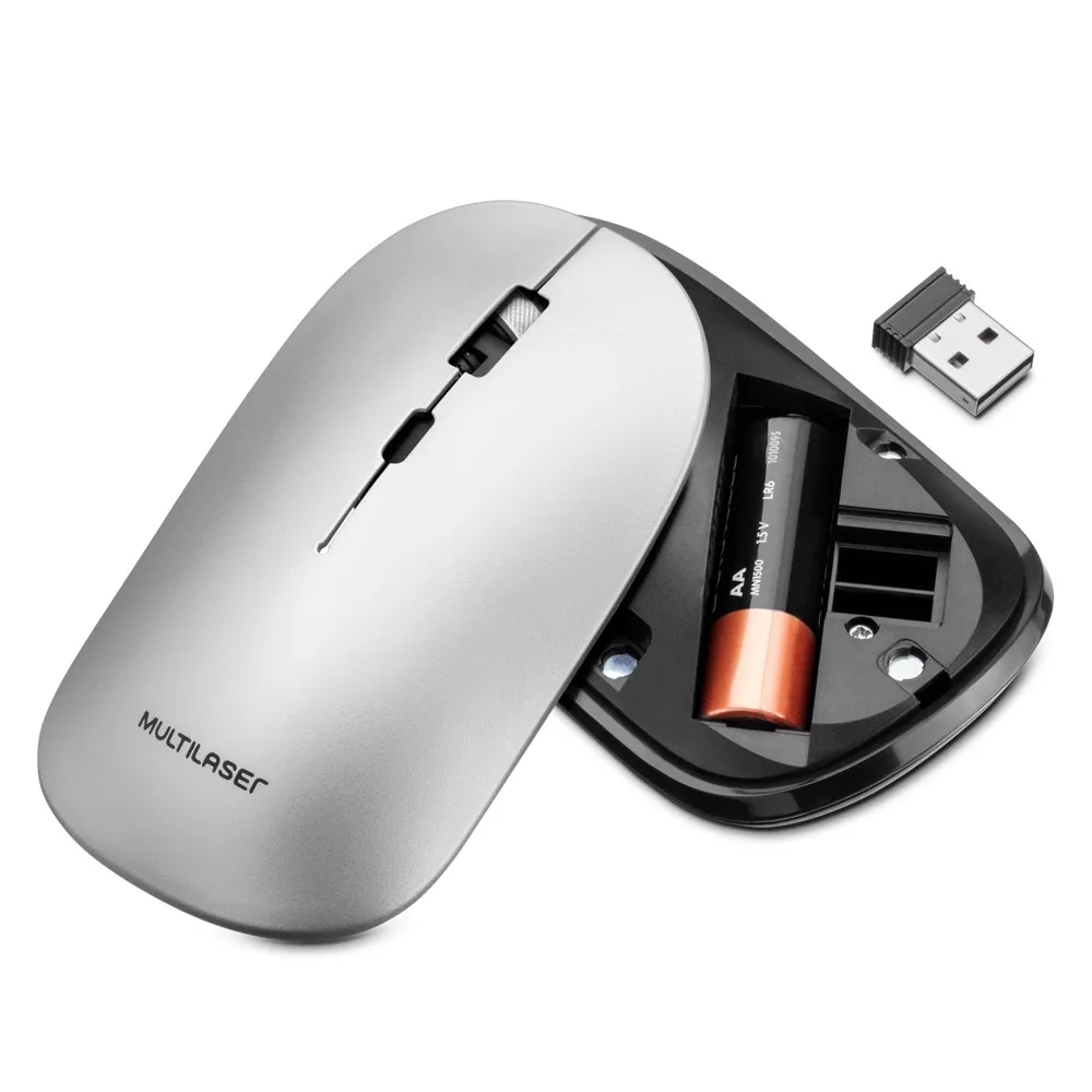 Bt + 2.4Ghz 1600dpi Grey Multilaser - MO332 Wireless Mouse