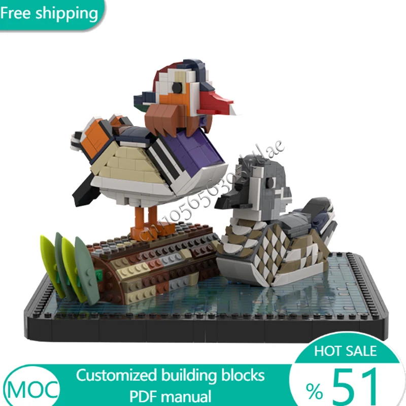 1510 PCS Animal Mandarin Duck MOC Customize Modular Building Block Model Kids Creative Design Technology DIY Festival Toy Gift