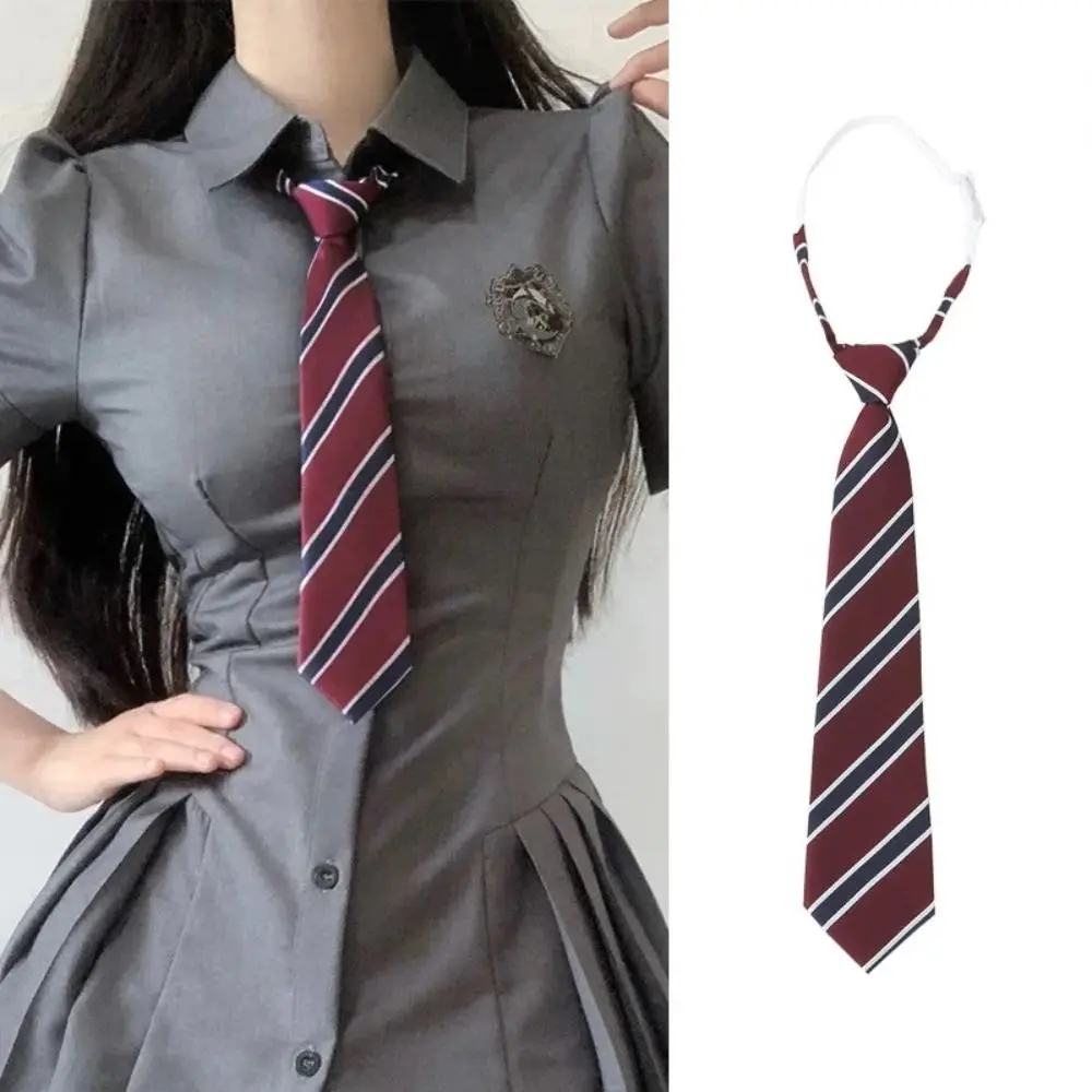 Fashion Red Striped JK Tie College Style Pre-tied Neck Ties Wedding Necktie School Student