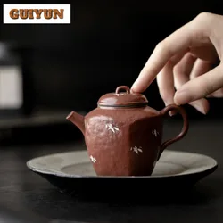 120ml Hand-painted Gilt Silver Bamboo Tea Pot Handmade Palace Red Small Pot Boutique Tea Soaking Kettle Teaset Collection Gifts