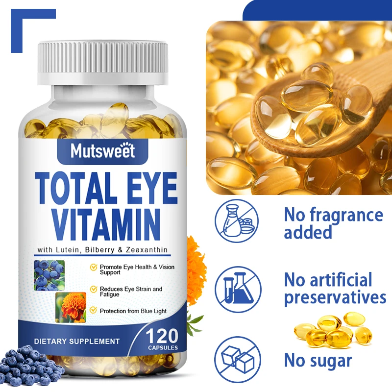 MUTSWEET 120 قطعة كبسولة معقدة فيتامين العين بالكامل مع اللوتين والبيليري وزياكسانتين تدعم صحة العين وبصري #2