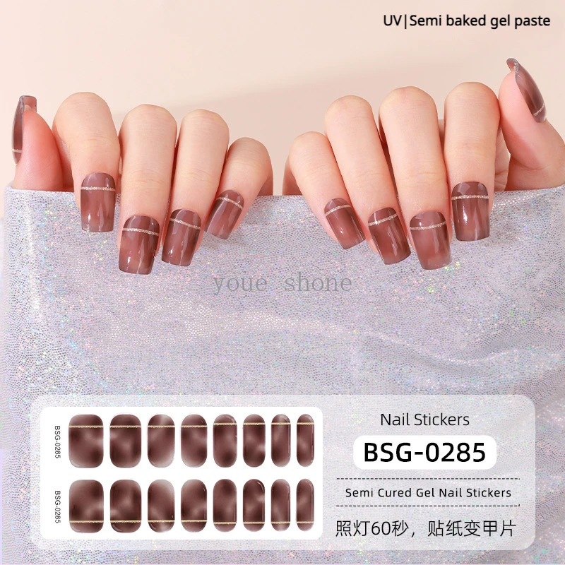 16Tips Semi-Geharde Gel Nagel Patch Zelfklevende Sliders Langdurige Volledige Dekking Nagel Stcikers Uv Lamp Nodig Nail Art Decoraties