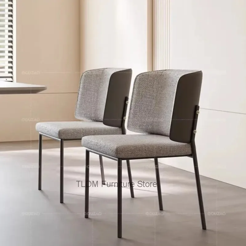 Modern Two-Tone Upholstered Dining Chair with Fabric Seat and Backrest Metal Frame Accent Chair for Dining Room, Living Room