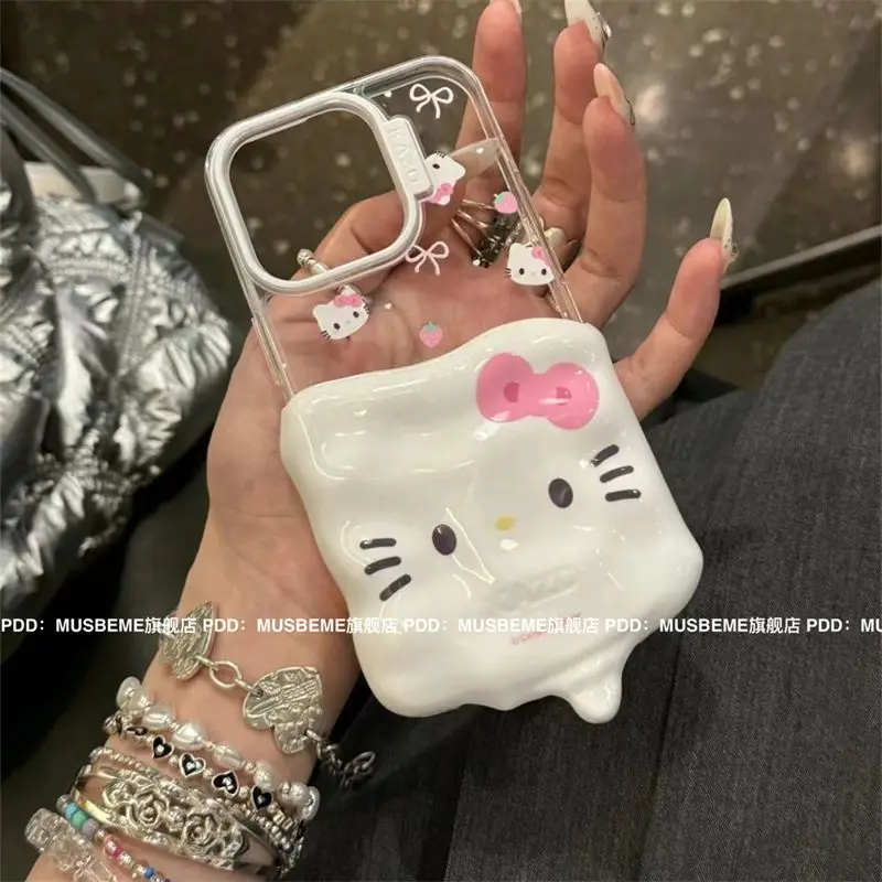 High Face Value Hello Kitty Iphone 15Promax Phone Case Cartoon Cute 14/13 Anti Drop 12Pro All Inclusive Phone Case Girl Gift