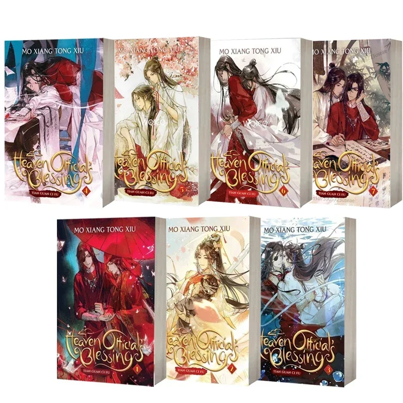 7 livros 1-7 inglês céu bênção oficial tian guan ci fu moxiang cobre fedorento romance livros xie lian hua libros