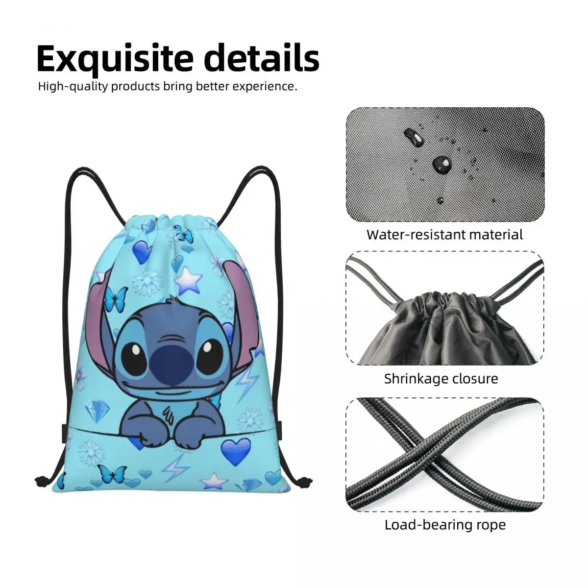 Custom Cartoon Little Stitch coulisse zaino borse uomo donna leggero Cute Monster Gym sport Sacks Sacks per viaggiare