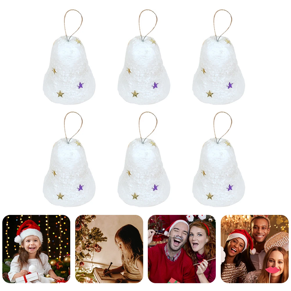 

60pcs Christmas White Snow Bell Decorations Hanging For Tree Eco-Friendly Ornament Gift Kids Adults Decorative Xmas Tree