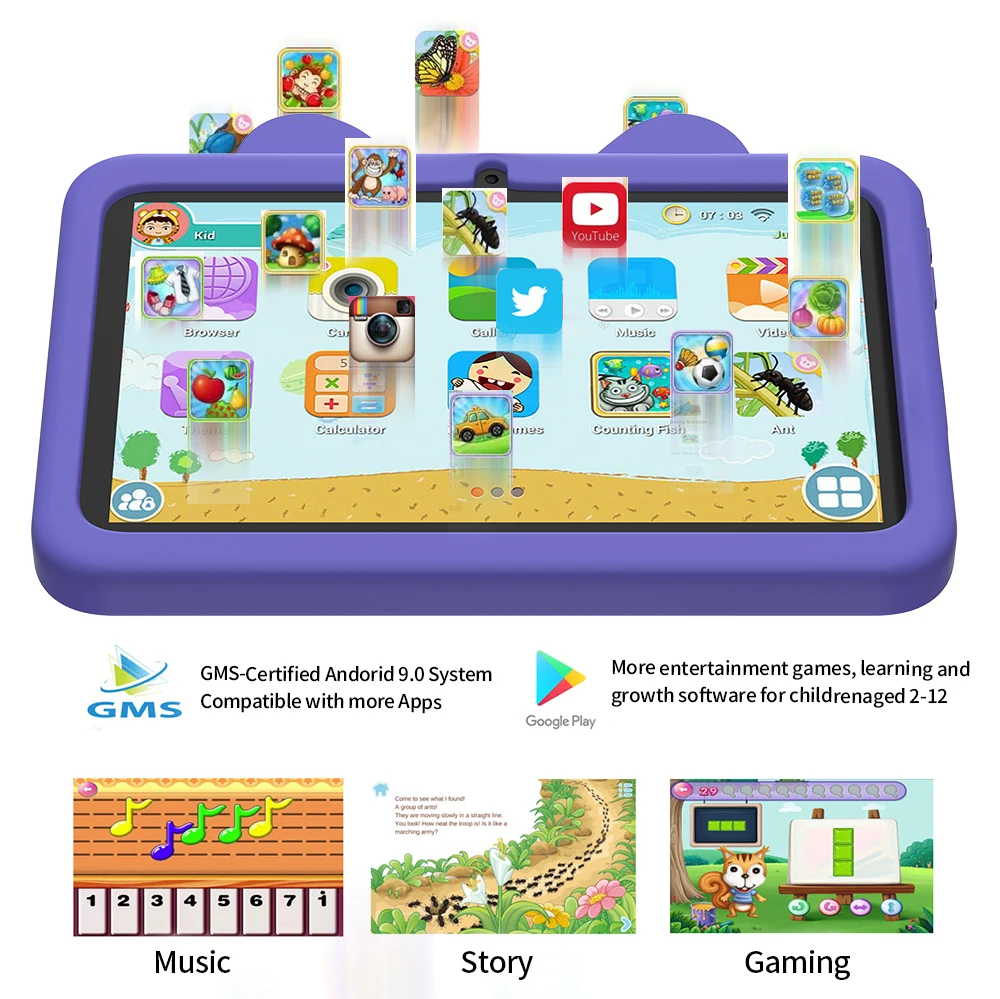 New 7.0 Android Tablet 4GB+64GB support for Google Education software can be used as a Gift Android 9 system 4000 mah