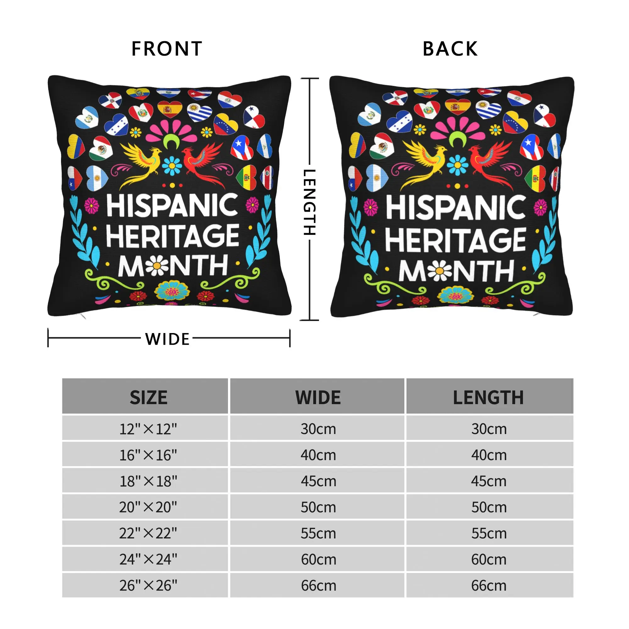 Pillow Case National Hispanic Heritage Month All Countries Flags Hearts Comfy  Pillow Cover For Sofa Home Decoration Pillowcases