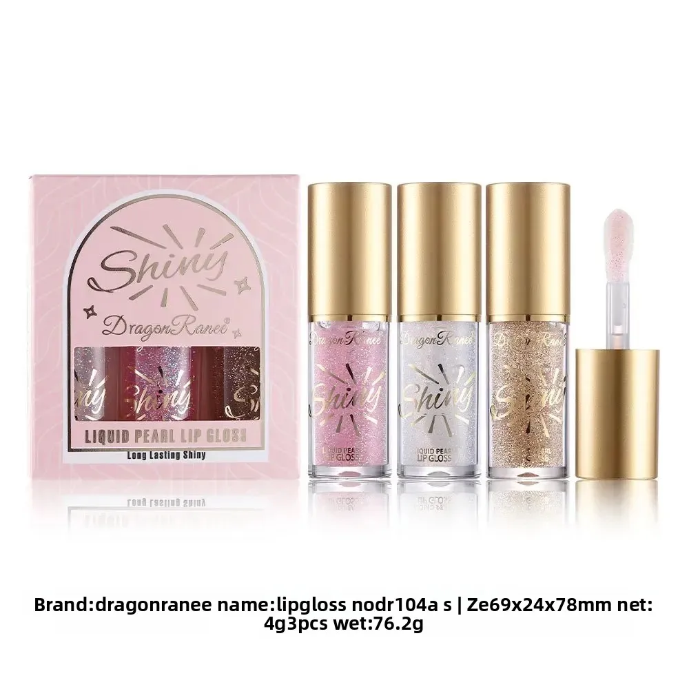 Ensemble de brillant à lèvres miroir perle, glaçage hydratant à l'huile avec des paillettes fines et scintillantes pour un soin des lèvres lisse et brillant k-beauty