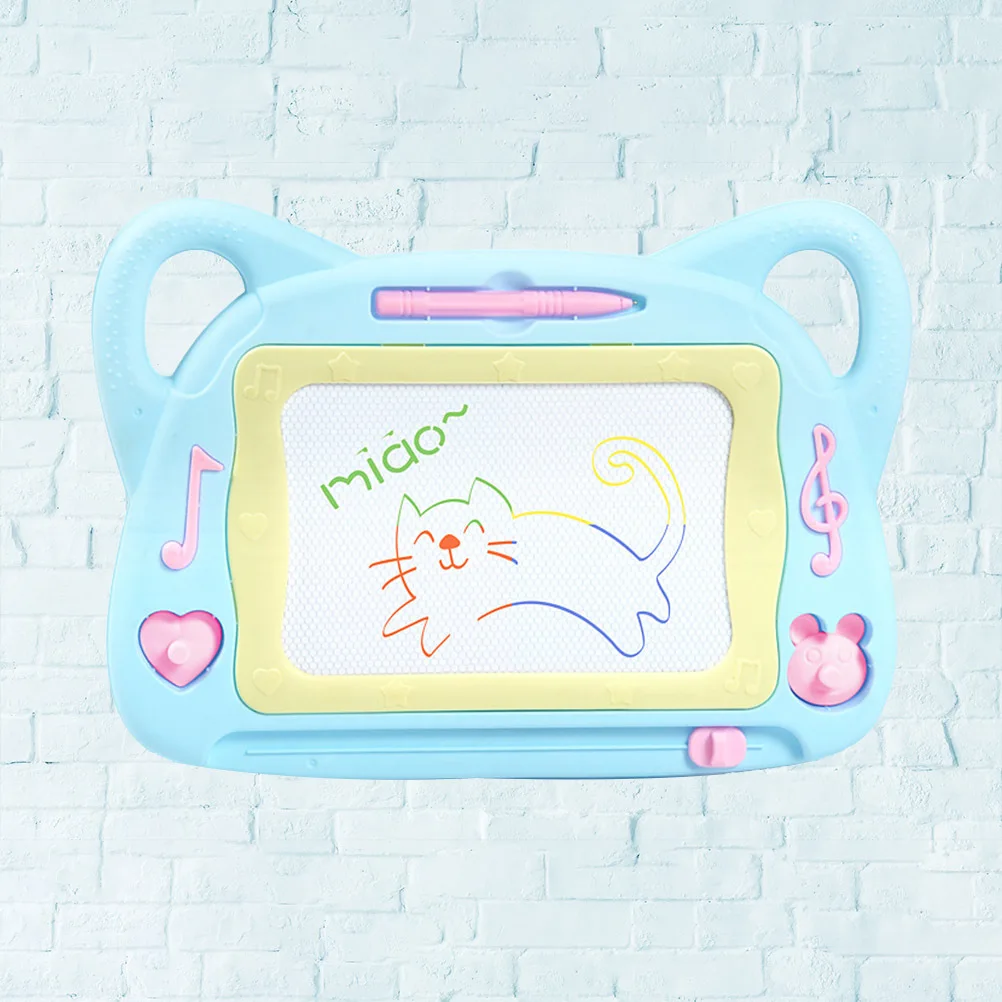 Lavagna magnetica a forma di gatto dei cartoni animati Lavagna blu per doodle Blocco per schizzi Disegno Strumento per l'apprendimento dei graffiti cancellabile per bambini