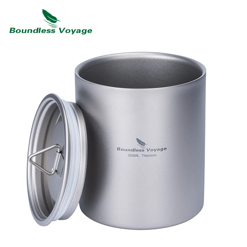 

Boundless Voyage Double Walled Titanium Cup with Lid Outdoor Indoor Anti-scalding Mug Tableware 350ml